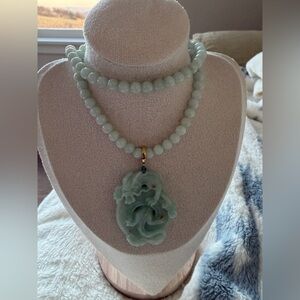 Certified Grade A Mint Green Burma Jade Dragon Pendant with Sajin